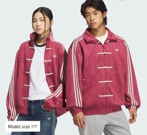 NWT Adidas Chinese New Year Jacket Coat Red Maroon Oversized Unisex 2XS